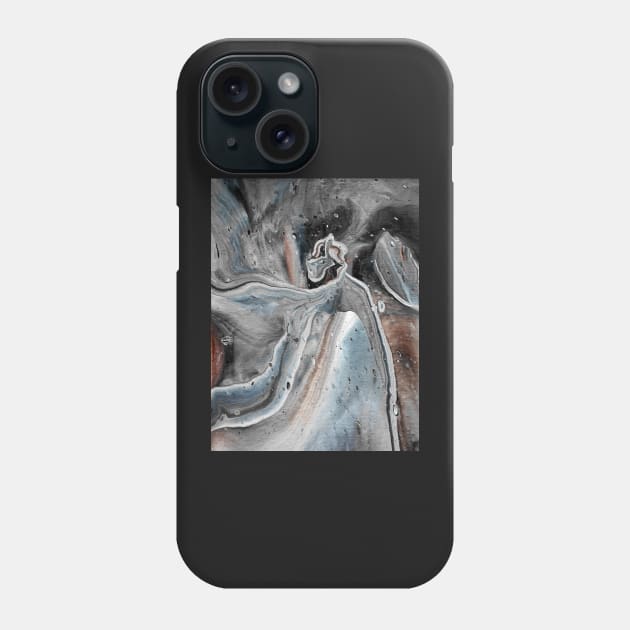 Gray and Brown Acrylic Pour Painting Phone Case by dnacademic