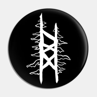 White Magic Rune Conifer Trees "Friendship with Trees Bindrune" Pin