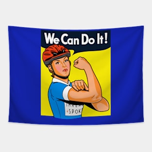 Bicycle Women Cyclist We Can Do It Retro Vintage Feminist Meme Tapestry