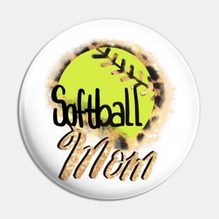 Softball Mom Cheetah Background Design Pin