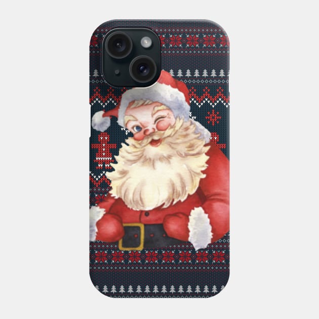 Santa Claus Knitted Ugly Sweater Matching Design Phone Case by aspinBreedCo2