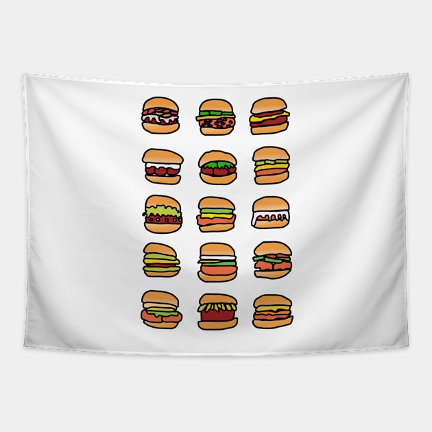 Hamburgers Tapestry by Playful Creatives