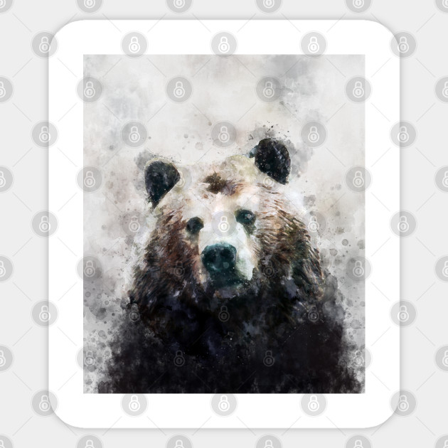 Watercolour Grizzly Bear Watercolor Artsy Artistic Painting