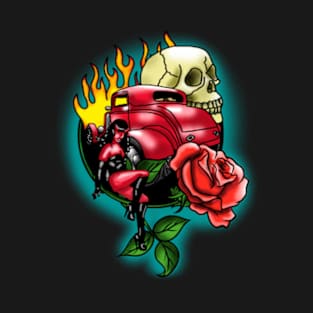 She devil, Hot Rod, Skull and Rose T-Shirt