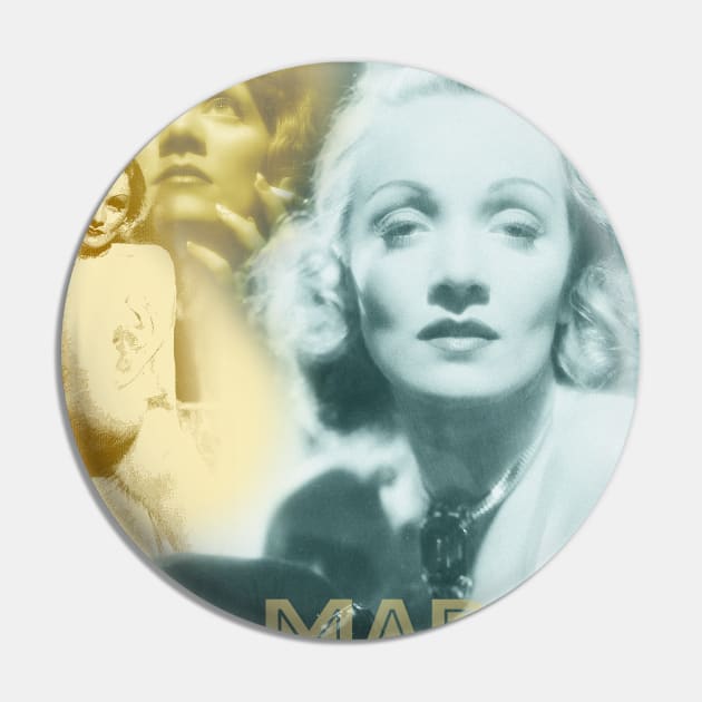 Marlene Dietrich Collage Portrait Pin by Dez53