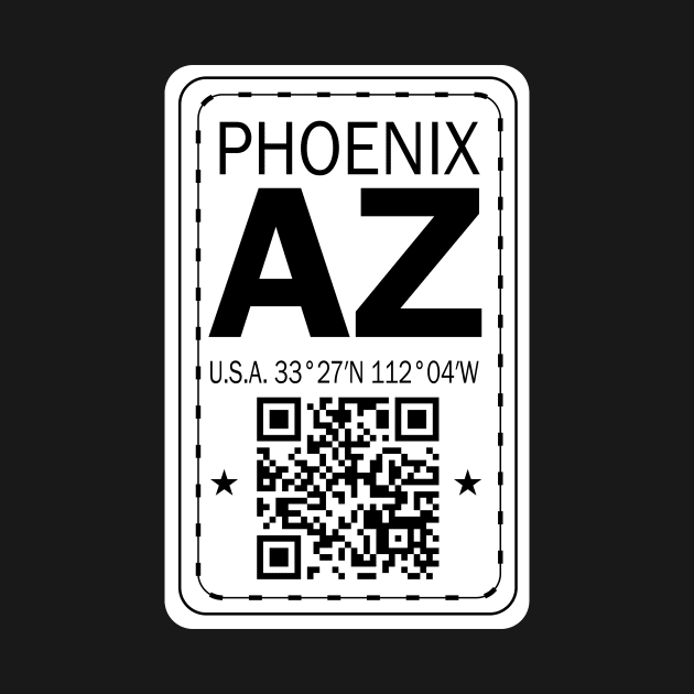 New Vintage Travel Location Qr Phoenix AZ by SimonSay