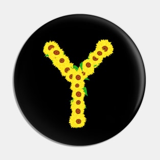 Sunflowers Initial Letter Y (Black Background) Pin