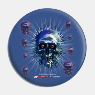 Blue Chrome Skull Pin
