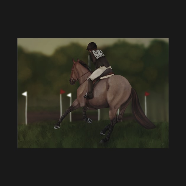 Bay Roan Eventing Cross Country Morning Art by themarementality