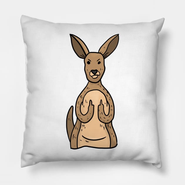 Grumpy Kangaroo Holding Middle finger funny gift Pillow by Mesyo