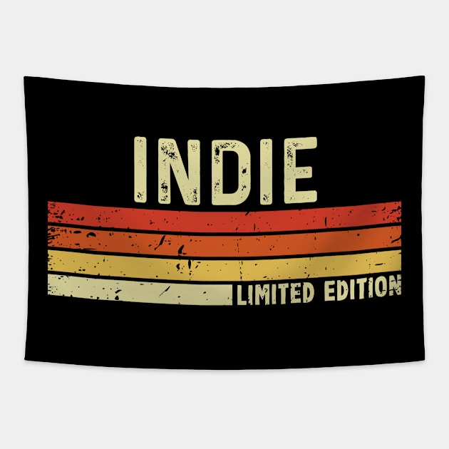 Indie First Name Vintage Retro Gift For Indie Tapestry by CoolDesignsDz