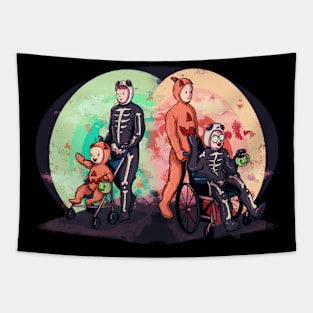 Then & Now Halloween Tapestry