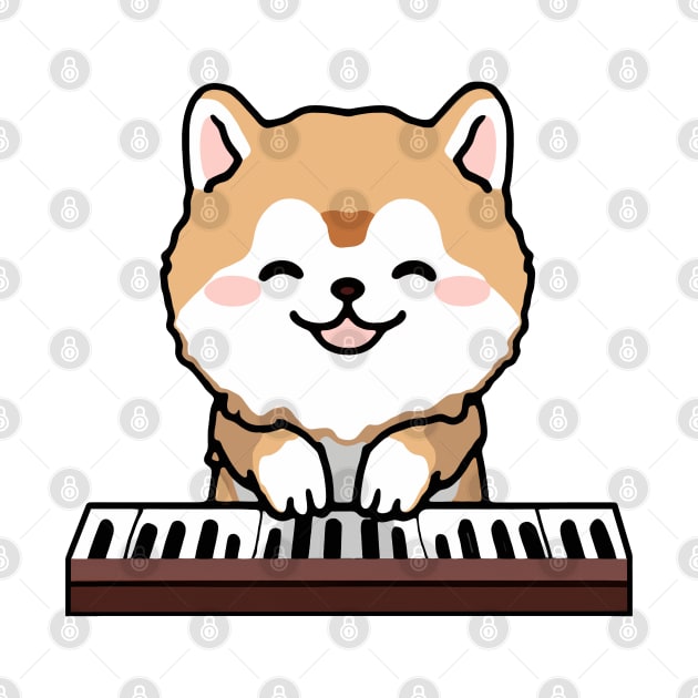 Kawaii Cute Dog Playing Piano Keyboard by kawaii creatures