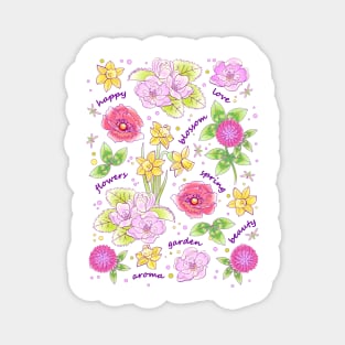 Print with spring flowers Magnet