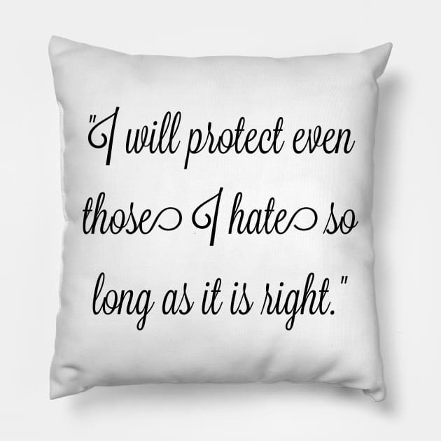 I will protect even those I hate, so long as it is right. Pillow by FitMeClothes96