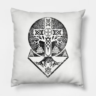 Tree of life  -Yggdrasil  and Celtic Cross Pillow