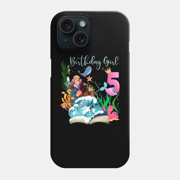 Cute Mermaid 5th Birthday Girl Phone Case by Kokomo