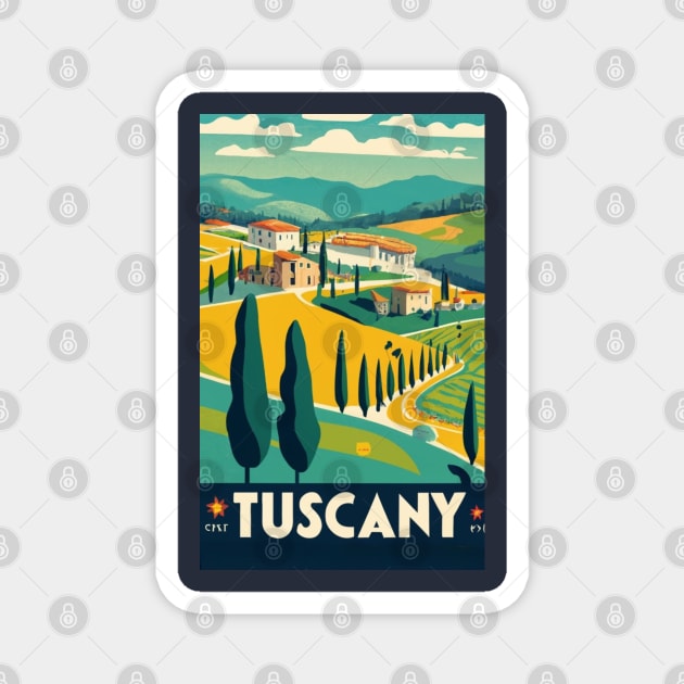 A Vintage Travel Art of Tuscany - Italy Magnet by goodoldvintage