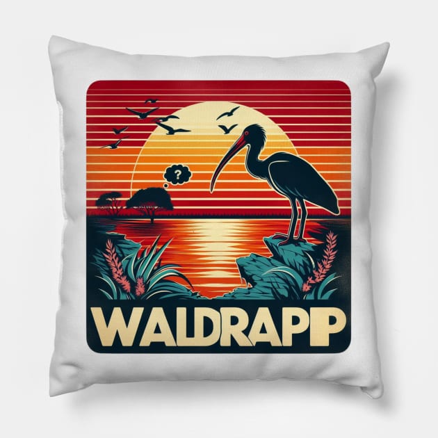 SAVE WALDRAPP ENDANGERED BIRD Pillow by TRACHLUIM