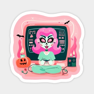 Halloween Console Zombie Video Gamer Girl Magnet