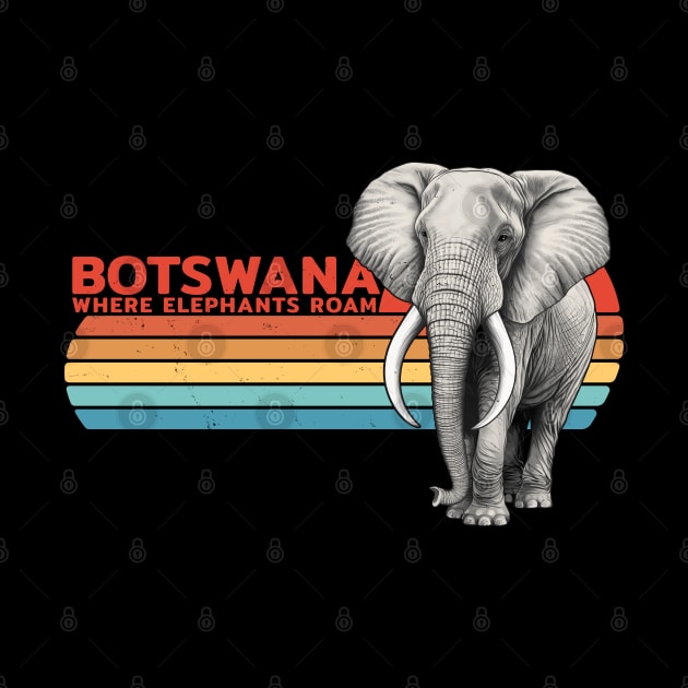 Elephant Botswana Vintage Sunset by NicGrayTees