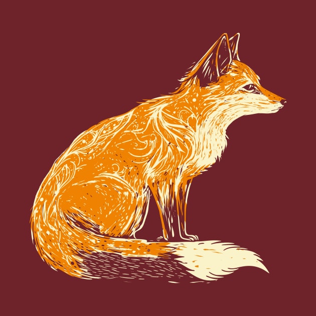 linocut fox by kharmazero