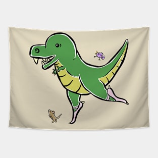 Tyrannosaurus Dinosaur Dino Ballerina Dance Cartoon Cute Character Tapestry