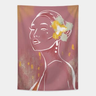 Woman Line Figure Abstract Plum by Cindy Rose Studio Tapestry