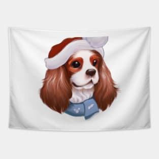 Cute Cavalier King Charles Spaniel Drawing Tapestry