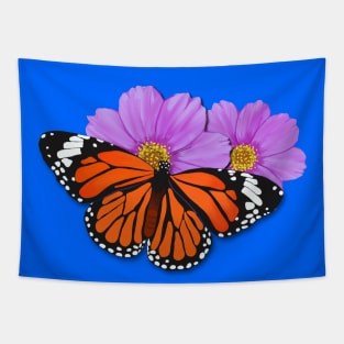 Monarch Butterfly with Purple Flowers Tapestry