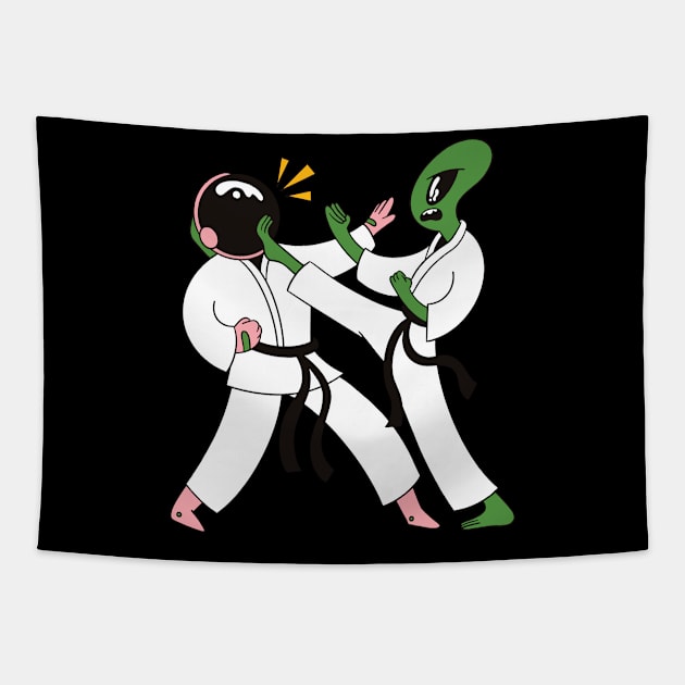 Astronaut Alien Karate Martial Arts Karatelife Tapestry by OfCA Design