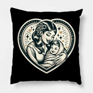 Vintage Motherhood Love Heart Symbol of Maternal Affection Pillow