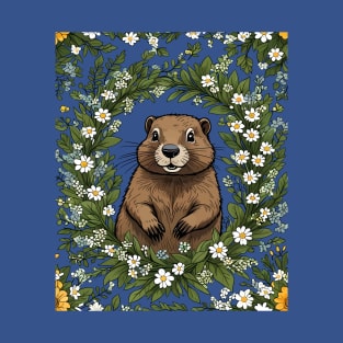 Massachusetts Mayflowers and Groundhog Woodchuck 2 T-Shirt