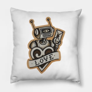 Vintage style tattoo design of retro robot. Pillow