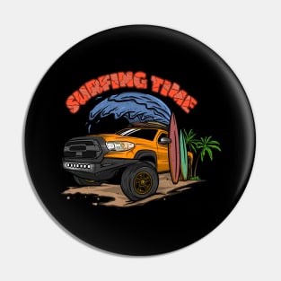 Orange Toyota 4Runner Surfing Time Holiday Pin