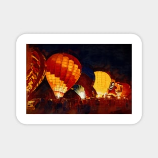 Night Hot Air Balloon Festival In Gothic Magnet