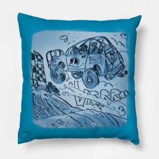 rally car flying high blue tint Pillow