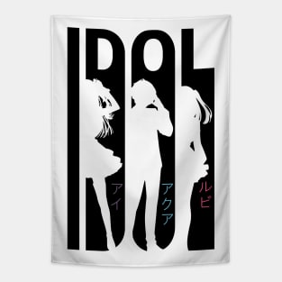 Oshi no Ko Idol Anime Characters Cool Black Typography Design Tapestry