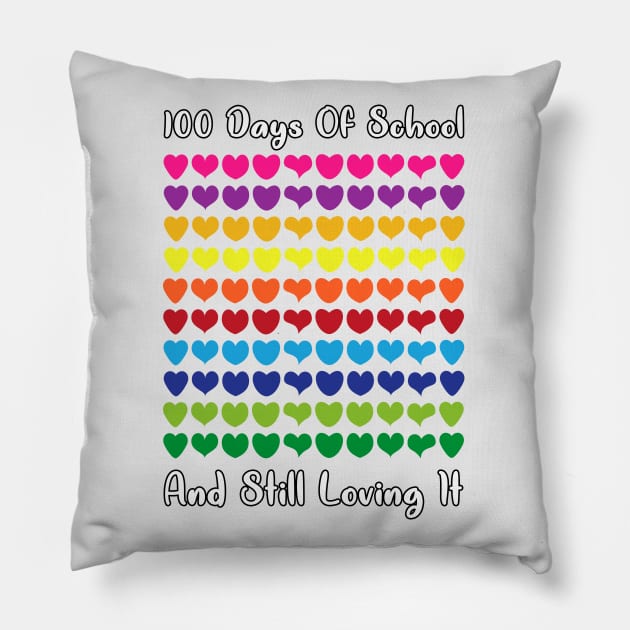 Love Heart 100 Days Of School Gift Teacher Boy Girl Pillow by Craftify