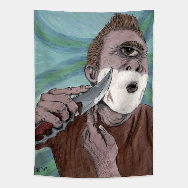 Greek Cyclops Knife Shaving Tapestry by Helms Art Creations