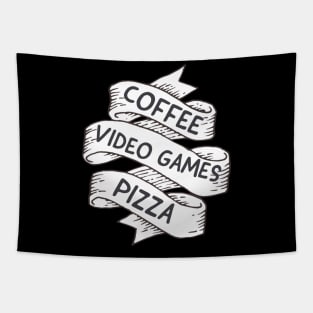 Coffee,  video games, pizza Tapestry