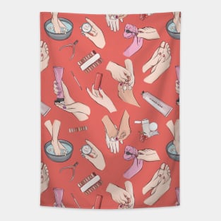 Pedicure coral print Tapestry