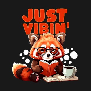 Coffee, Books, and Red Panda Looks | kawaii cute animal T-Shirt