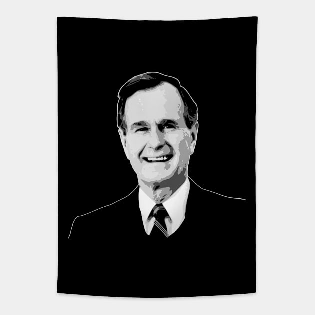 George H.W. Bush Black and White Tapestry by Nerd_art