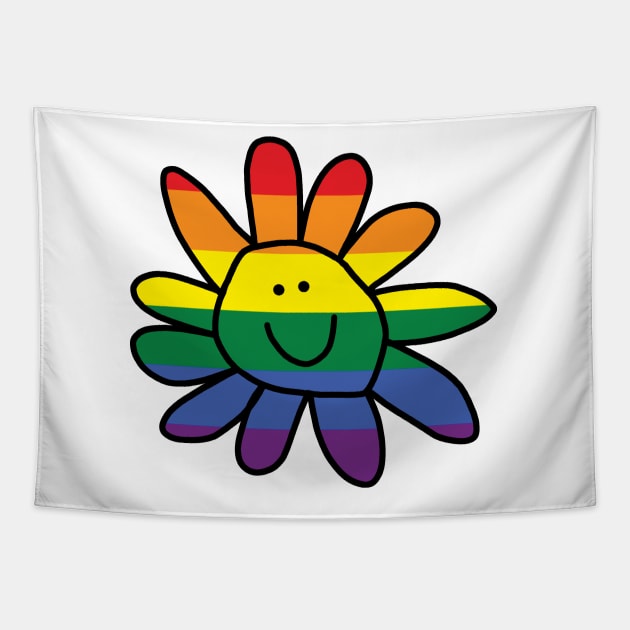 Pride Daisy Doodle Smiley Face Tapestry by ellenhenryart