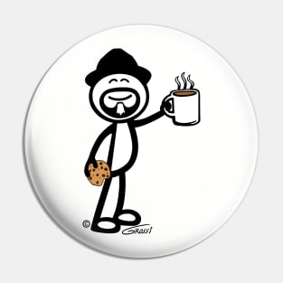 GG Coffee Guy Stick Figure With Cookie Pin