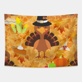 happy thanksgiving turkey Tapestry