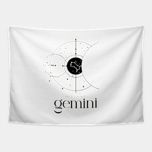 Black and White Minimalist Gemini Zodiac Constellation Astrology Tapestry