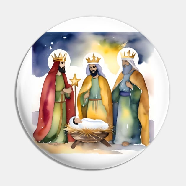 Epiphany or Three Kings Day - January 6 - Watercolors & Pen Pin by Oldetimemercan