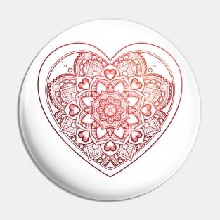 Heart in Mandala and Red zentangle patterns Pin